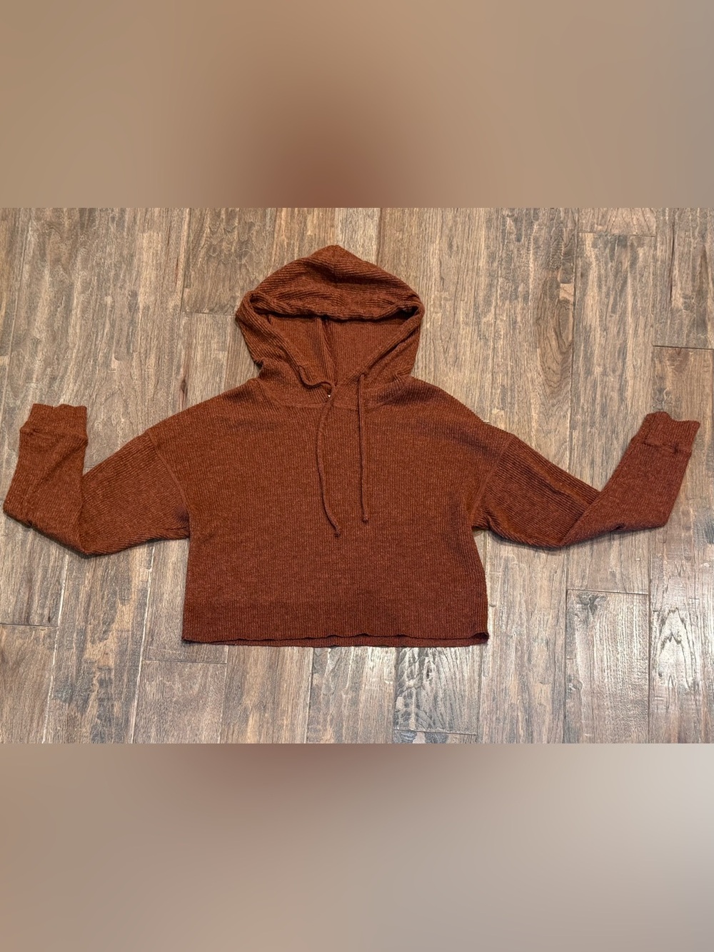 Women’s size XS Altar’d State ribbed brown cropped hoodie